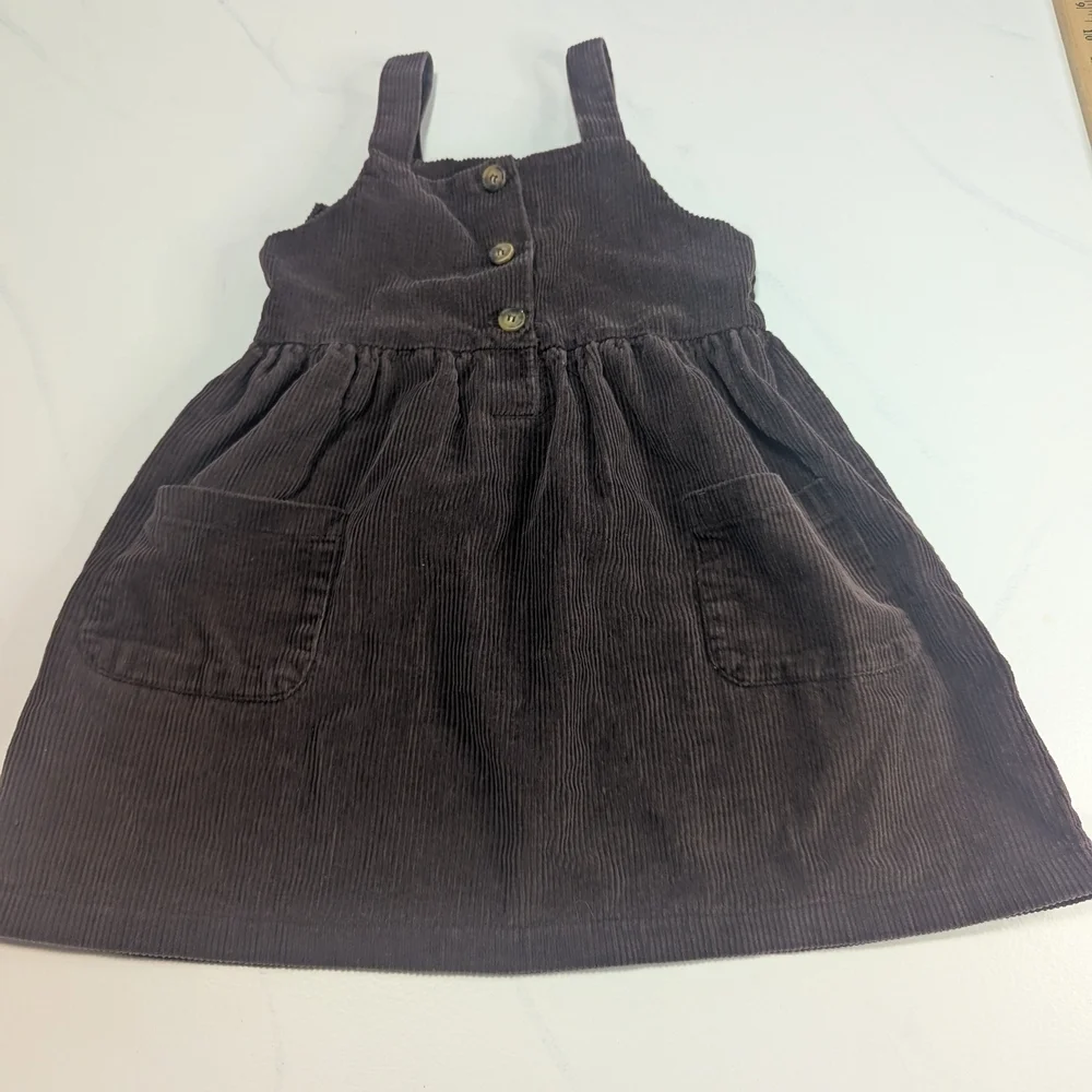 Nannette Kids Brown Corduroy 100%Cotton 3 Button Jumper/Dress, Size 6